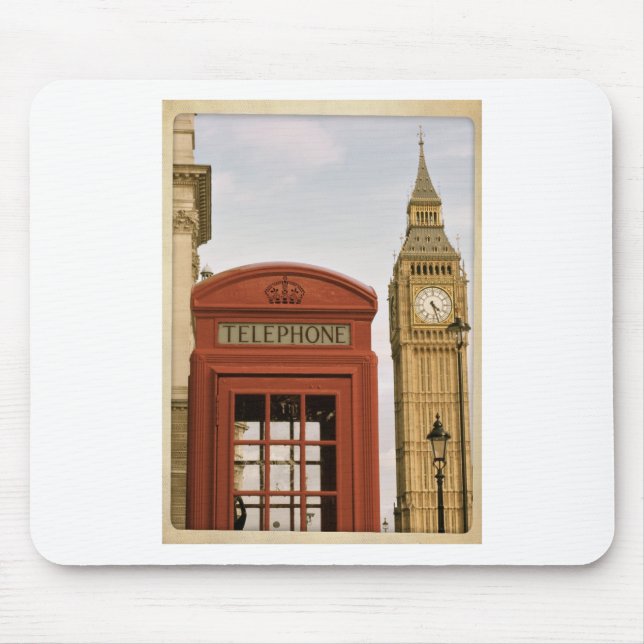 Mousepad Caixa de telefone e torre do Big Ben (Frente)