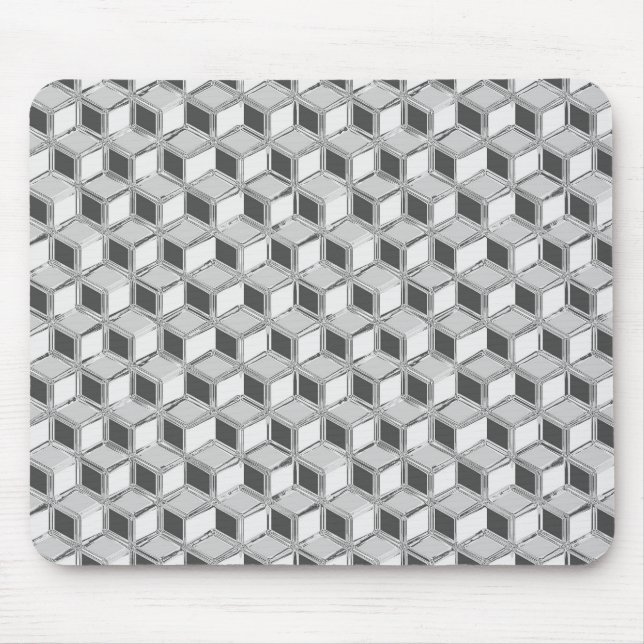 Mousepad Caixas 3d cromo - cinzas prateadas (Frente)