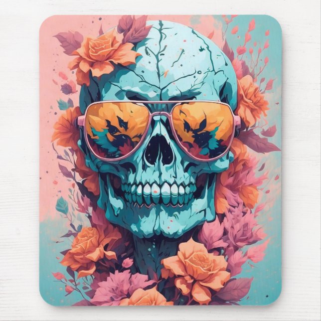 Mousepad Calavera Floral Colorida (Frente)