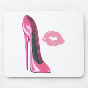 Mousepad Calçados cor-de-rosa e beijo do estilete