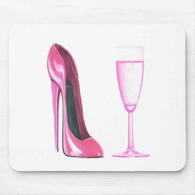 Mousepad Calçados do estilete e vidro cor-de-rosa de (Frente)