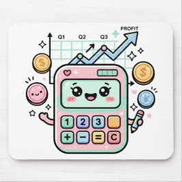 Mousepad Calculadora Pastel Kawaii Adesivo de Finanças para