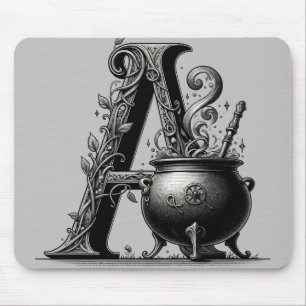 Mousepad Caldeirão de Bruxa Letra Bruxa A Inicial Personali