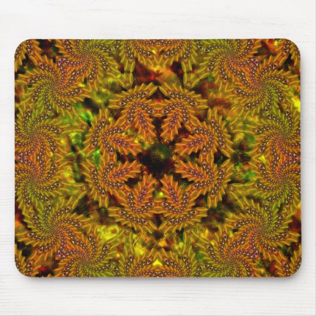 Mousepad Caleidoscópio amarelado estranho sobre abstrato (Frente)
