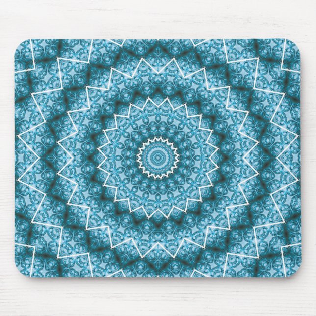 Mousepad Caleidoscópio Azul Claro / Mandala (Frente)