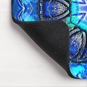 Mousepad Caleidoscópio ciano e muito azul de tinta cercada