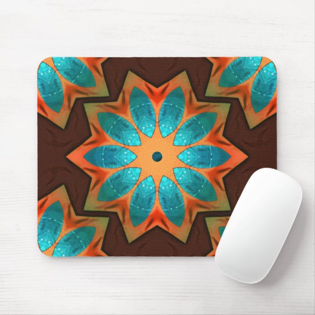 Mousepad Caleidoscópio circular numa mistura de madeira e c (Com mouse)