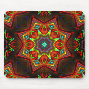 Mousepad Caleidoscópio estrelado de oito pontas, amarelo-ve