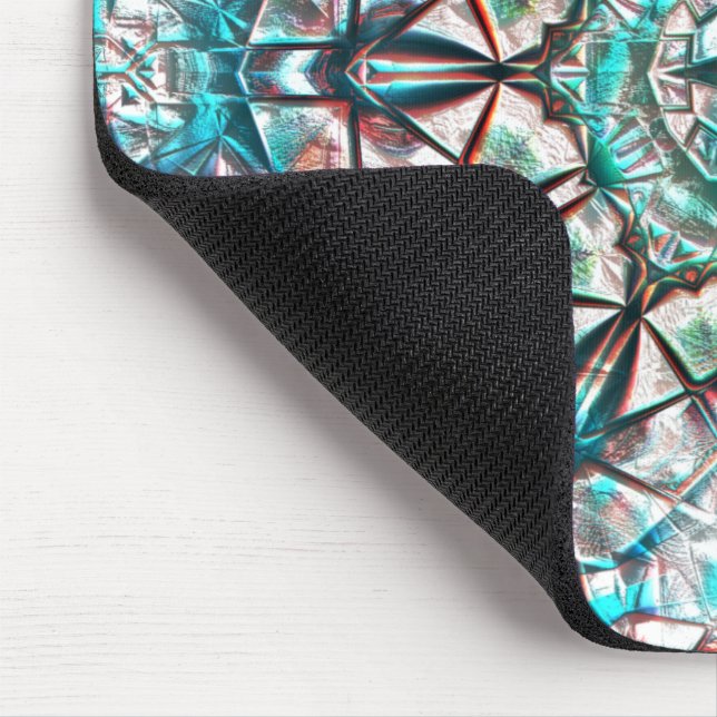 Mousepad Caleidoscópio grosso em ciano queimado por derrame (Canto)