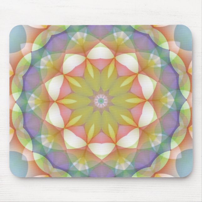 Mousepad Caleidoscópio Scalloped multicolorido da flor (Frente)