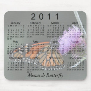 Mousepad Calendário 2011 da borboleta de monarca