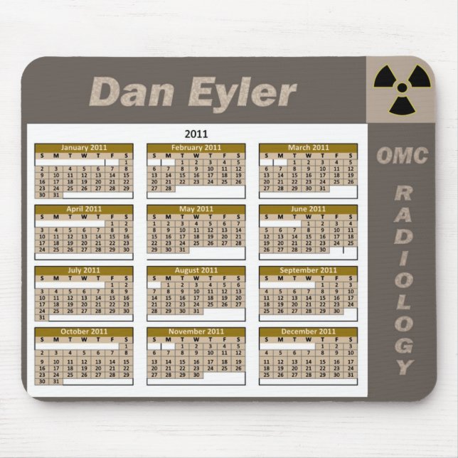 MOUSEPAD CALENDÁRIO 2011 DE DAN EYLER (Frente)