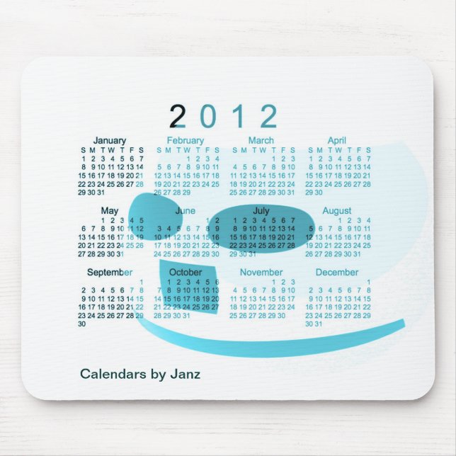 Mousepad Calendário 2012 de mesa (Frente)
