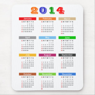 Mousepad Calendário 2014 - o múltiplo padrão colore o te