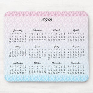 Mousepad Calendário 2016 oval do teste padrão do inclina