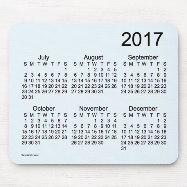 Mousepad Calendário 2017 azul das letras grandes de Alice (Frente)