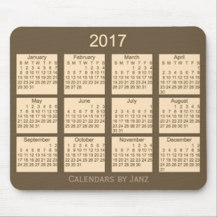 Mousepad Calendário 2017 de Brown pelo tapete do rato de