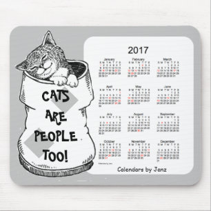 Mousepad Calendário 2017 do gato pelo tapete do rato de