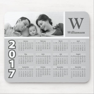Mousepad Calendário 2017 preto e branco da foto de famíli