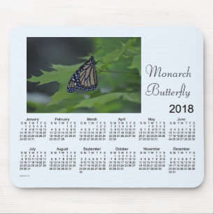 Mousepad Calendário 2018 da borboleta de monarca por Janz