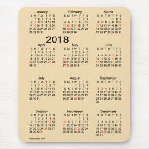 Mousepad Calendário 2018 do trigo do feriado das letras
