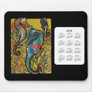 Mousepad Calendário 2018 dos cavalos de mar pelo tapete do