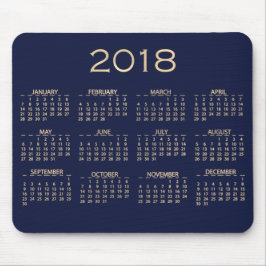 Mousepad Calendário 2018 Marinho Azul Metálico Sepia Dourad