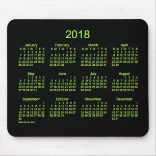 Mousepad Calendário 2018 verde de néon pelo tapete do rat