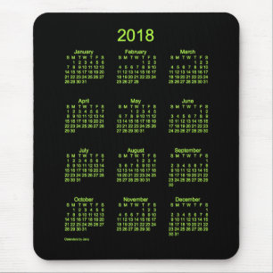 Mousepad Calendário 2018 verde de néon pelo tapete do rat