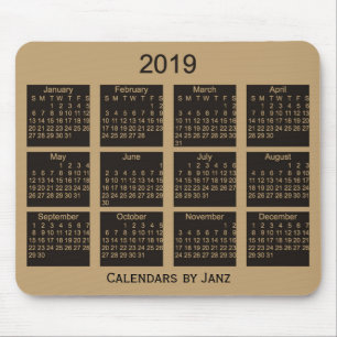 Mousepad Calendário 2019 de Brown pelo tapete do rato de