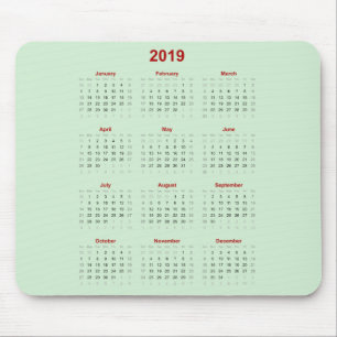 Mousepad Calendário 2019 do tapete do rato