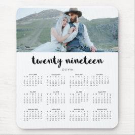 Mousepad Calendário 2019 na moda simples da foto da