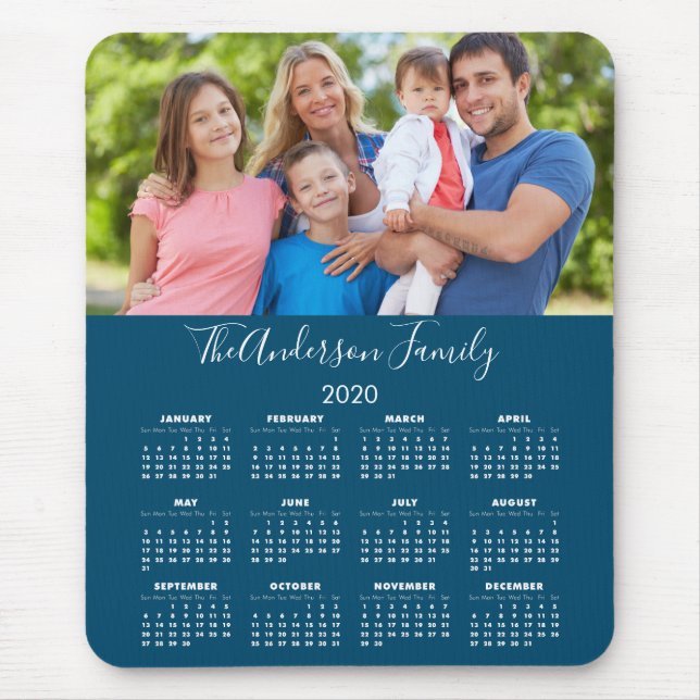 Mousepad Calendário 2020 Seu Nome Da Família De Fotos (Frente)