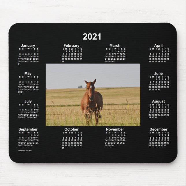 Mousepad Calendário 2021 Horse Neon de Janz (Frente)