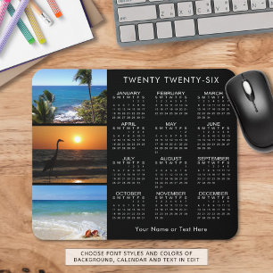 Mousepad Calendário 2022 3 Colagem de Fotos Preta