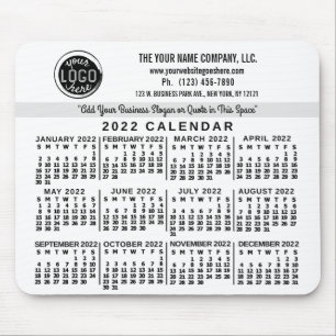 Mousepad Calendário 2022 Personalizar Nome do Logotipo Com