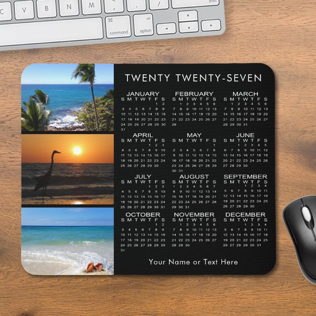 Mousepad Calendário 2023 3 Foto Personalizado Preto (Criador carregado)