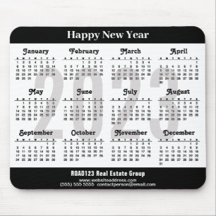 Mousepad Calendário 2023 Business Modern Black White Simple