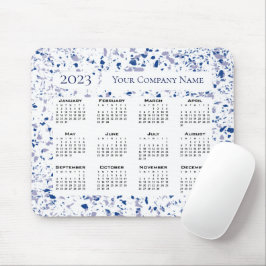 Mousepad Calendário 2023 Cinza Azul Branco Personalizado Te