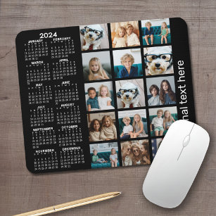 Mousepad Calendário 2023 - Colagem de fotos preta