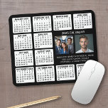 Mousepad Calendário 2023 com 2 fotos e texto - Branco preto<br><div class="desc">Colagem de duas fotos com um calendário e uma sala para adicionar algumas linhas de texto. Um item divertido para o Ano Novo a ser usado no escritório ou em casa. Adicionar 2 fotos quadradas a este design.</div>