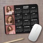 Mousepad Calendário 2023 com 3 Colagem de Fotos - preto<br><div class="desc">Uma colagem de 3 fotos com um calendário de 2023. Um item divertido para o Ano Novo. Adicionar 3 fotos quadradas a este design.</div>