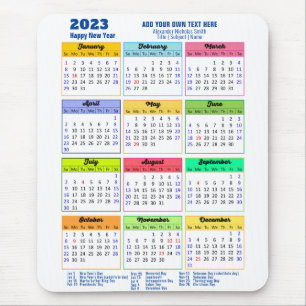 Mousepad Calendário 2023 com feriados públicos Azul moderno