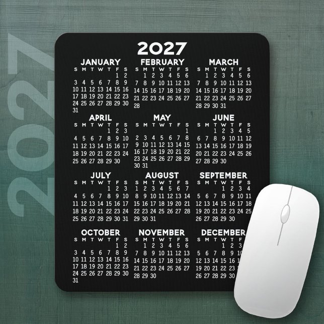 Mousepad Calendário 2023 - Fundo preto - Vertical (2027 Calendar Mousepad)