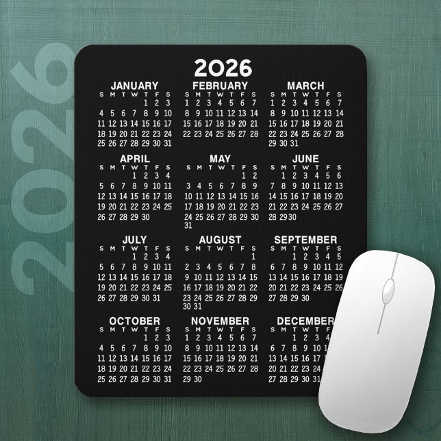 Mousepad Calendário 2023 - Fundo preto - Vertical (2026 Calendar Mousepad)