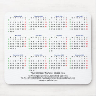Mousepad Calendário 2023 SEGUNDA-FEIRA INÍCIO - Pad do Mous