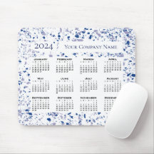 Calendário 2024 Cinza Azul Branco Personalizado Te