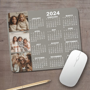 Mousepad Calendário 2024 com 3 Colagem de Fotografias - tau