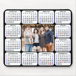 Mousepad Calendário 2024 Foto Simples da Família Modern Bla
