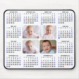 Mousepad Calendário 2024 Foto Simples da Família Modern Bla